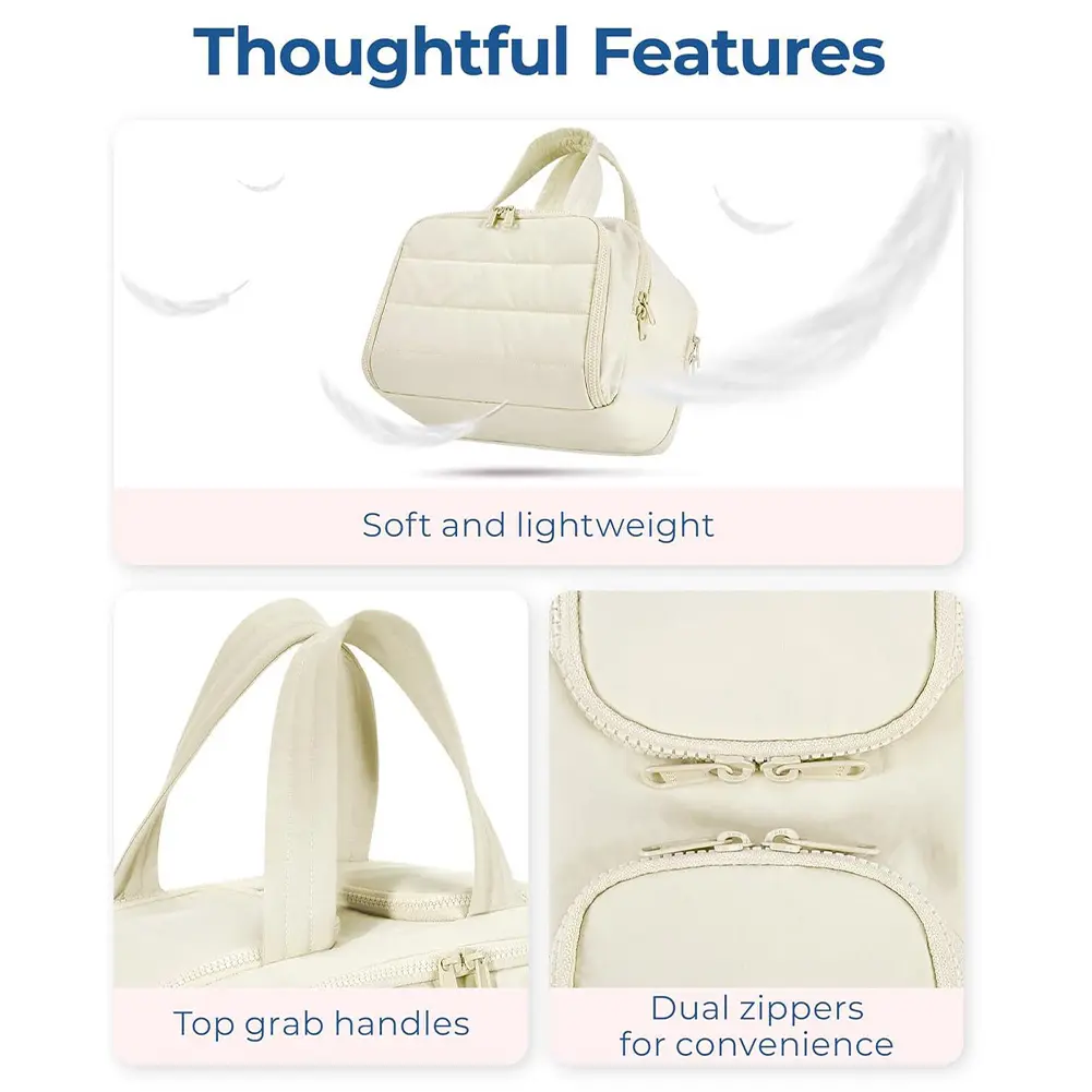 Women Cosmetic Bag Large Capacity Casual Storage Bag Solid Color Toiletry Case Bathroom Shower Travel Bag Portable Makeup Pouch