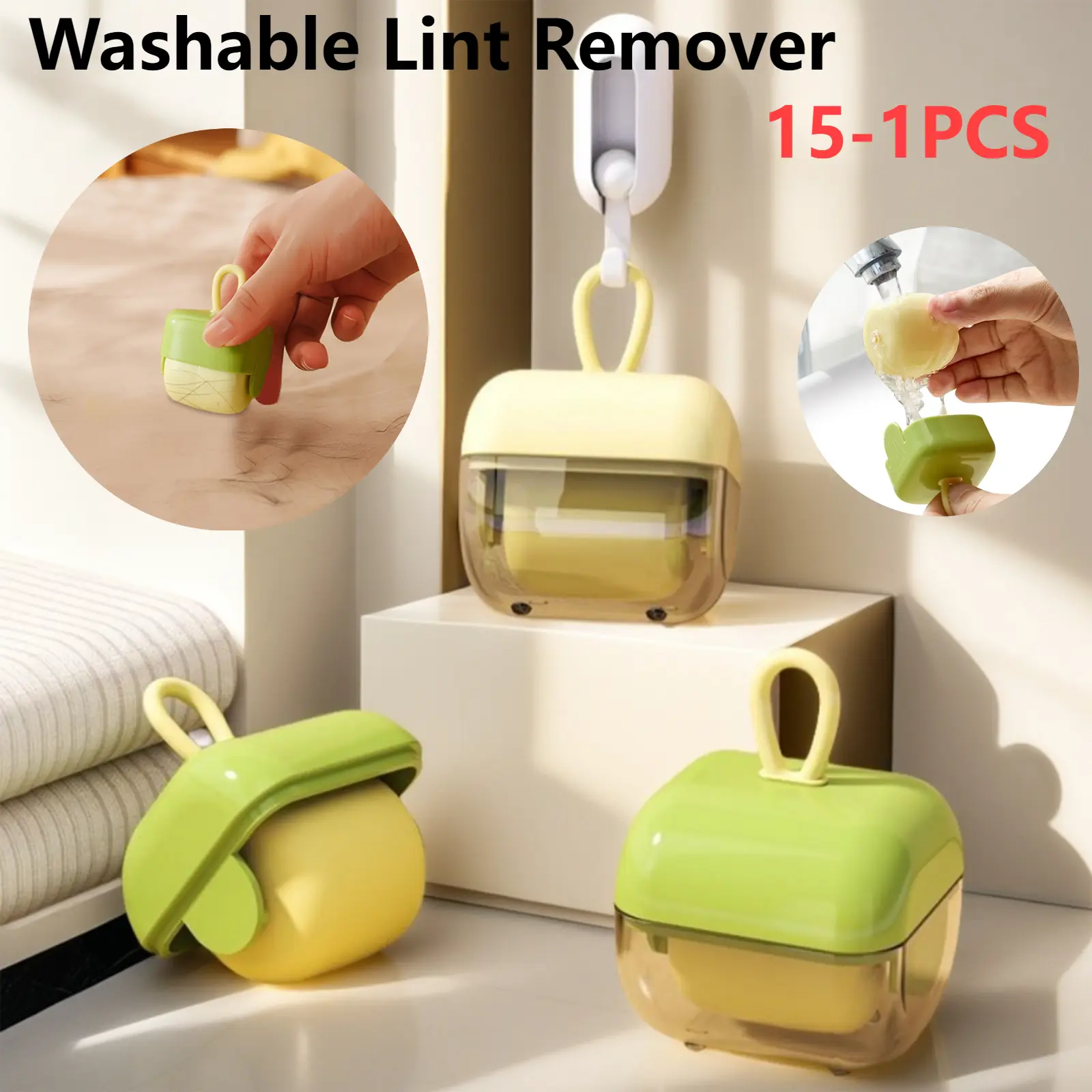 1-15PCS Washable Lint Remover Clothes Roller Portable Pet Hair Remover Dust Removal Eliminator Brush Hair Sticky Cleaning Tools