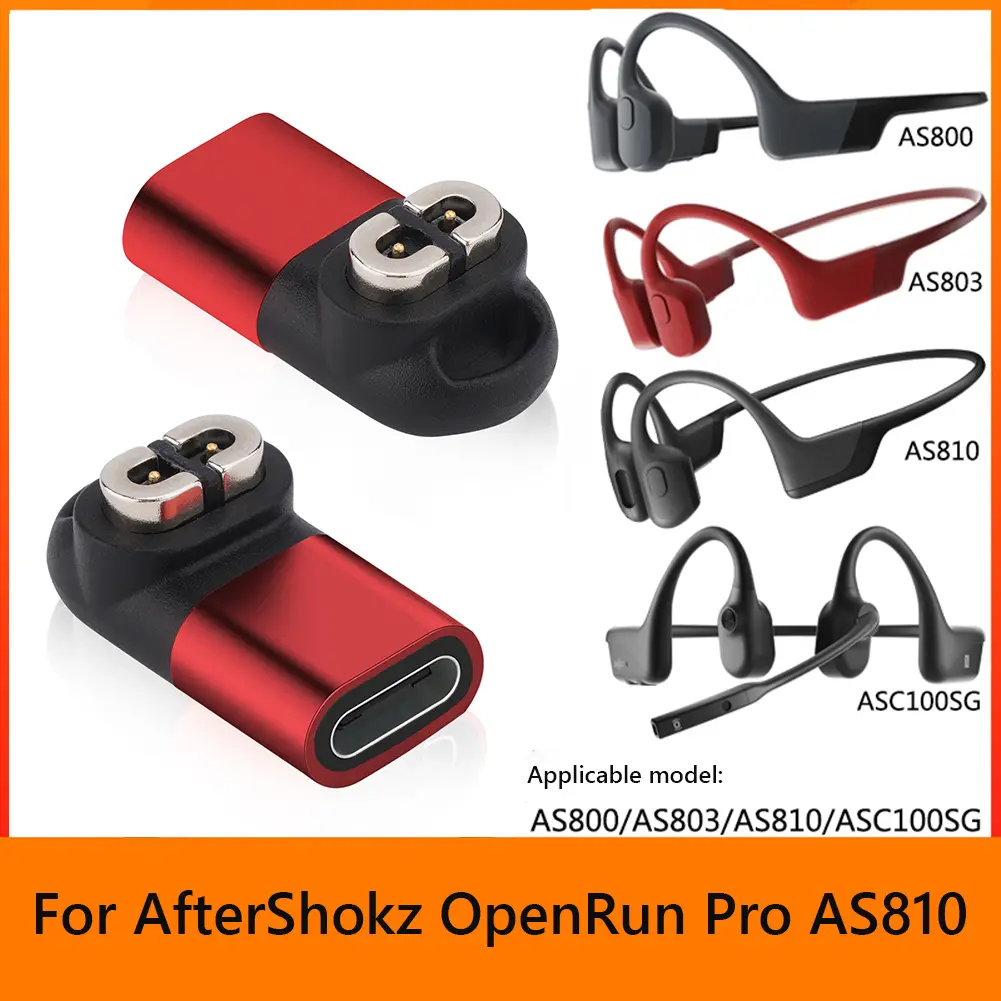 90 Degree Bending Charging Adapter Converter Magnetic USB C Adapter with Lanyard Hole for AfterShokz Aeropex AS800/AS803