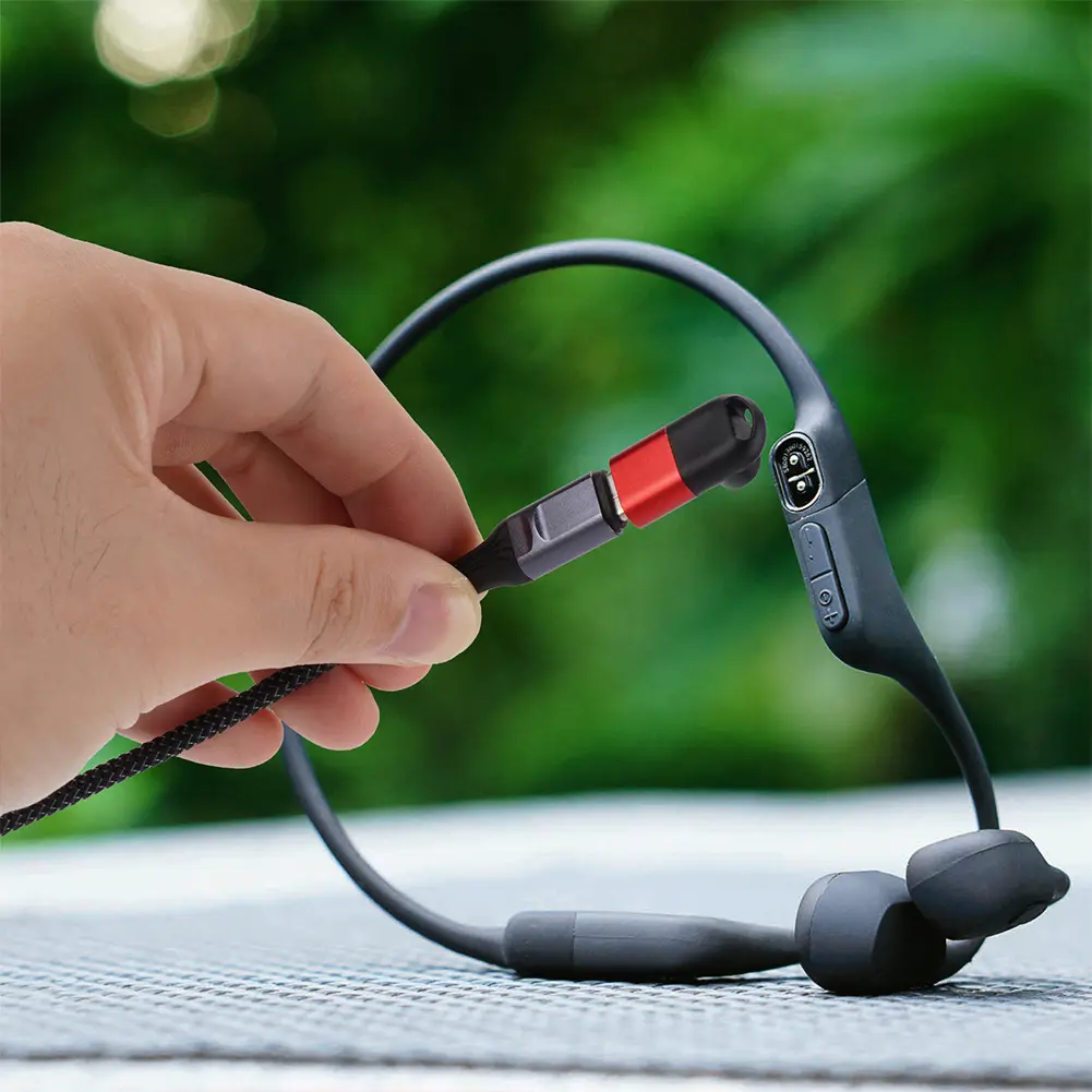 90 Degree Bending Charging Adapter Converter Magnetic USB C Adapter with Lanyard Hole for AfterShokz Aeropex AS800/AS803