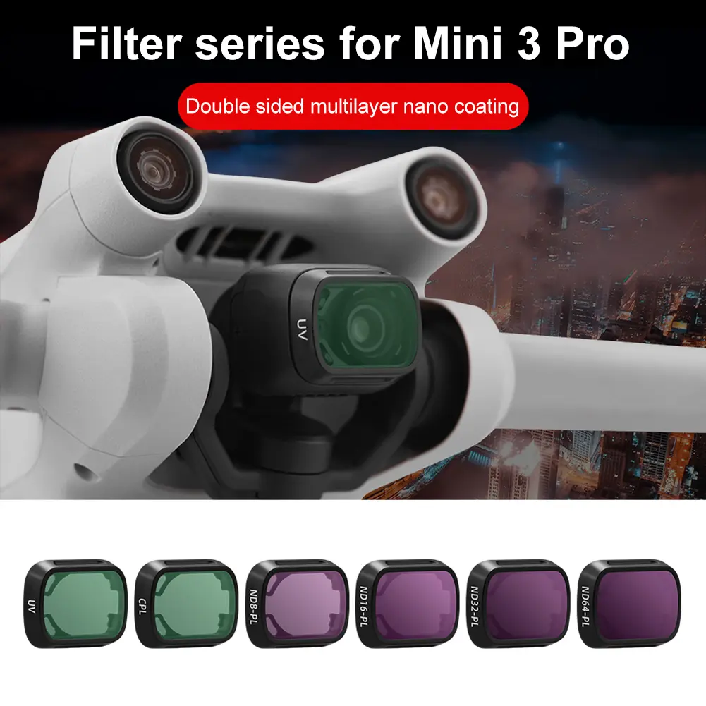 Aluminum Alloy Glass Lens Protective Filter Glass Protection Filter Lens UV CPL Replacement Drone Accessories for DJI Mini 3 Pro