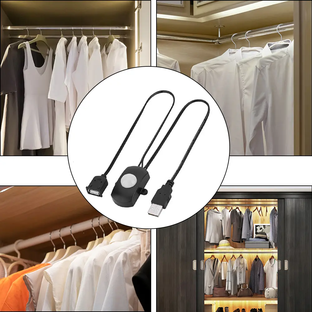 LED Light Switch USB Interface Body Infrared Detector Switch Practical Portable Eco-friendly Adjustable for LED Strip Light