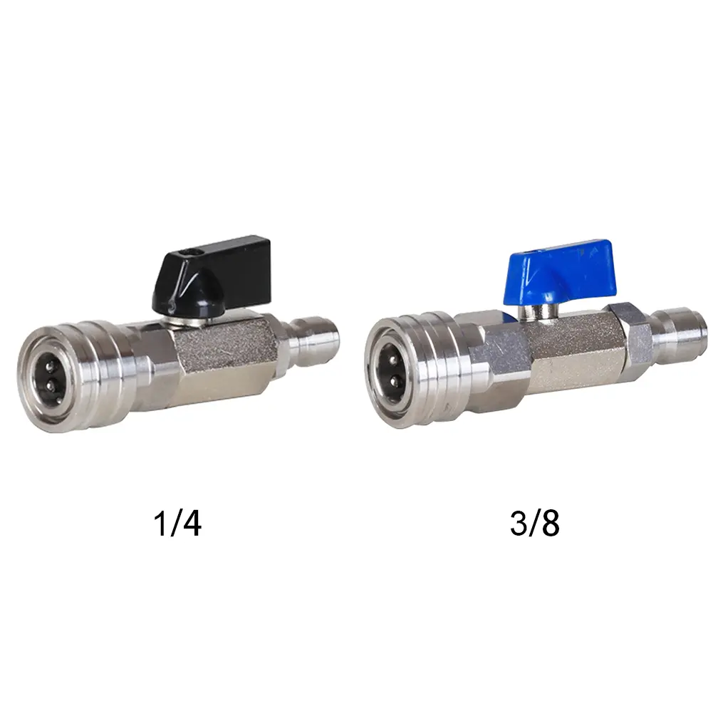 High Pressure Shut Off Ball Valve with 3/8 and 1/4 Inch Quick Connectors for 4500 PSI Washing Machines