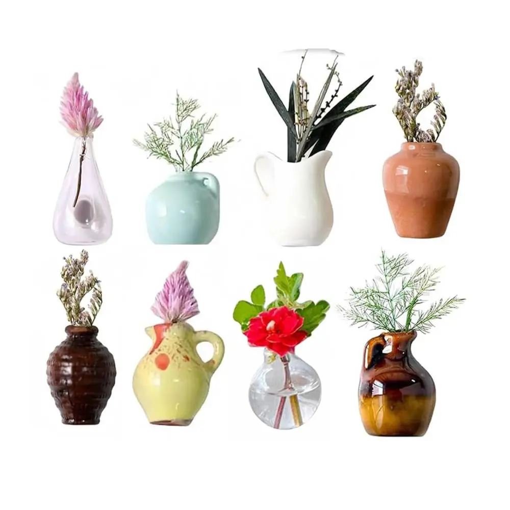 10/6/8pcs Mini Vase Refrigerator Magnets Wear Resist Flower Pot Message Sticker 3D Vase Decoration Fridge Magnet for Home Fridge