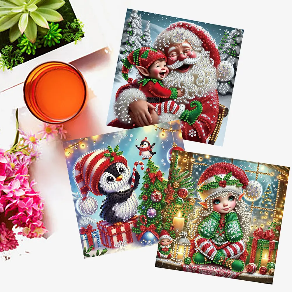 Diamond Painting Greeting Card Set Halloween Theme Rhinestone Diamond Art Mosaic Postcards Thank You Cards and Holiday Blessings