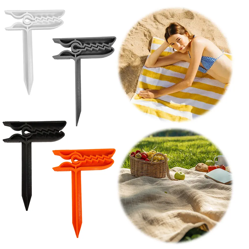 4Pcs Beach Towel Fastener Clip Windproof Blanket Picnic Fasten Peg 3D Printed Camping Yoga Mat Clip for Outdoor Use