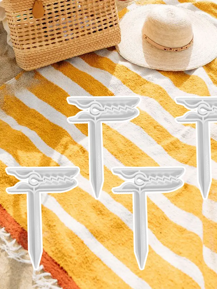 4Pcs Beach Towel Fastener Clip Windproof Blanket Picnic Fasten Peg 3D Printed Camping Yoga Mat Clip for Outdoor Use