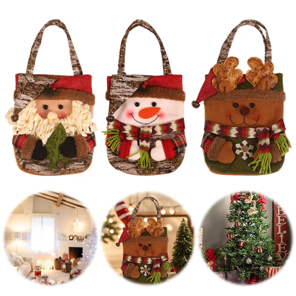 Christmas Gift Bag with Handle Cartoon Candy Bag Holiday Goodie Bag for Christmas Decoration Supplies