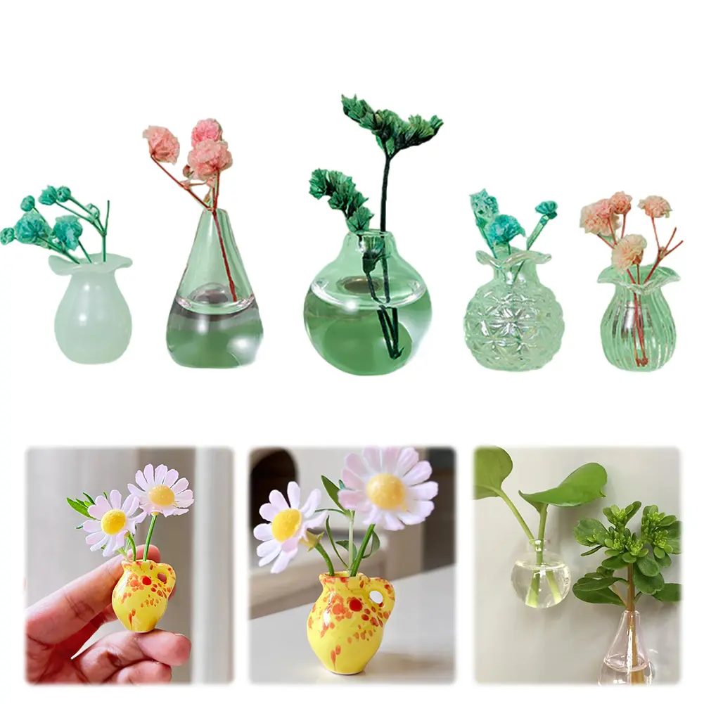 5/6/8pcs Creative Vase Refrigerator Magnets Flower Pot Message Sticker Mini 3D Vase Decor Fridge Magnet for Kitchen Home Fridge