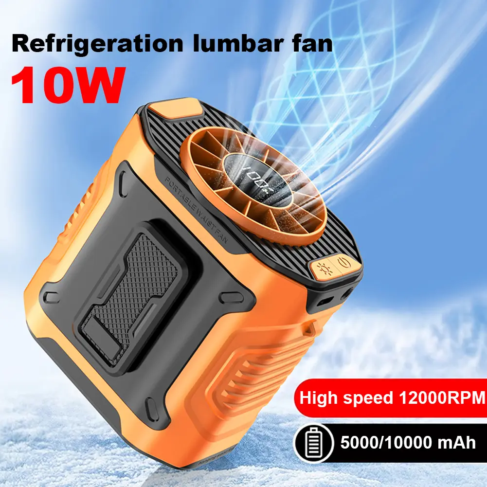 Portable Waist Fan USB Rechargeable Clip on Wearable Belt Shirt Body Fan 3600mAh Hands-Free Cooling Neck Fan for Outdoor Travel