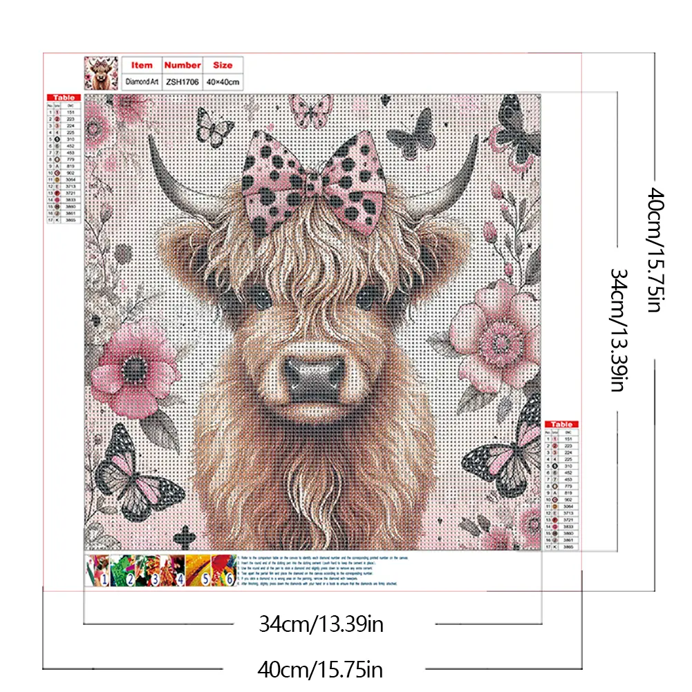 40x40cm Yak 5D DIY Full Drill Round Diamond Painting Kit for Home Wall Decor