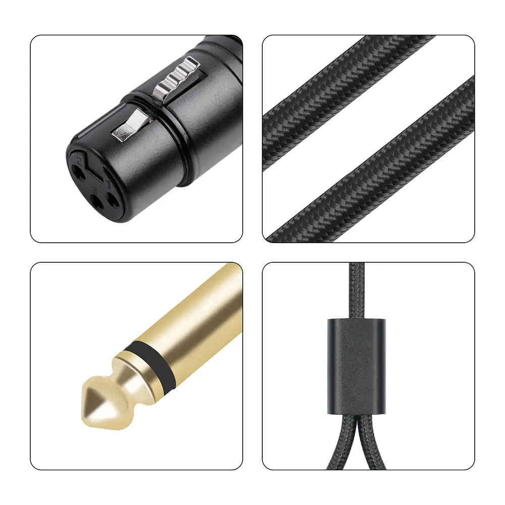 1/2/3M Female XLR To Double 6.35mm Mono TS Plug Mic Cable 3-Pin XLR Female To Dual Mono 6.35mm TS Male Cord for Microphone Mixer