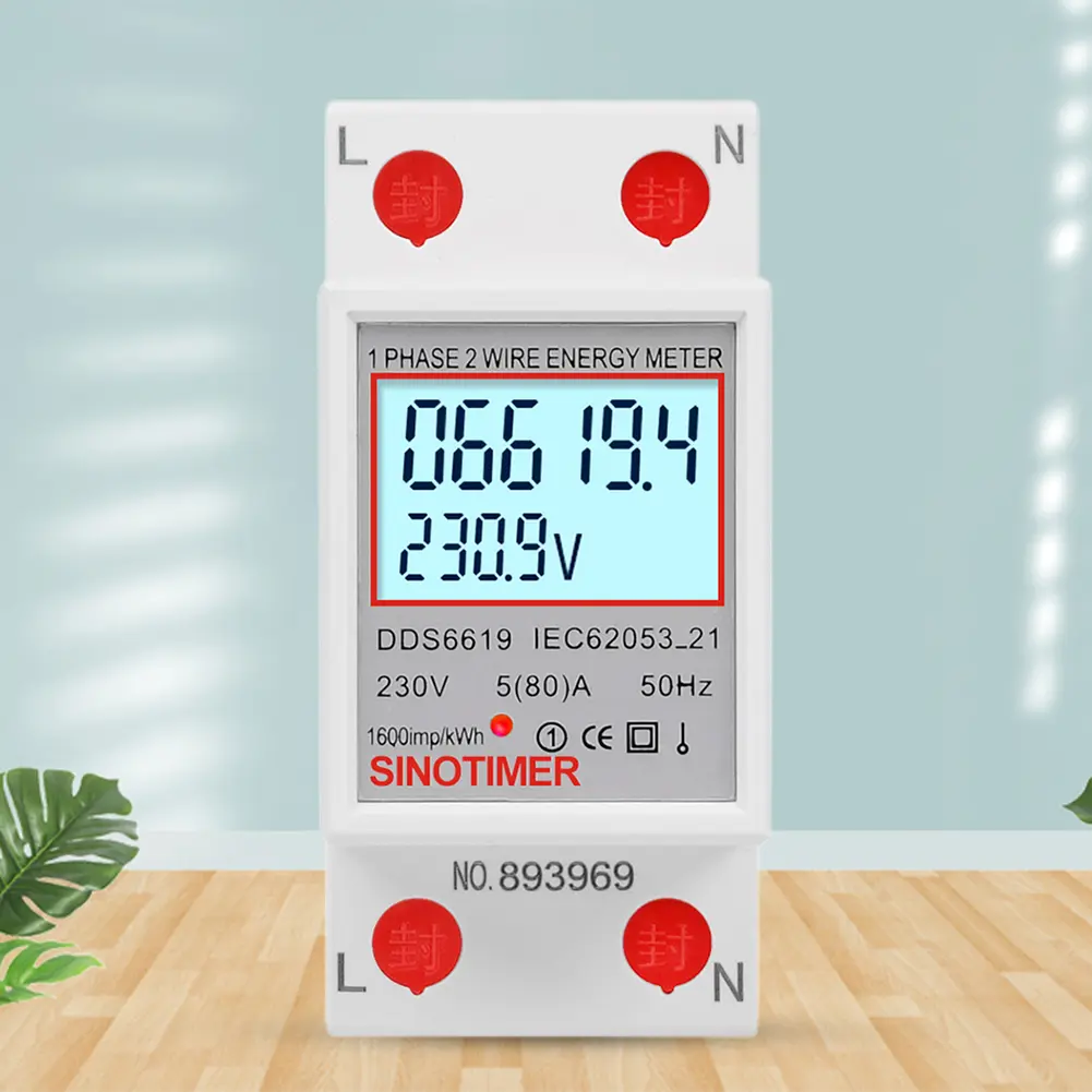 Digital Electricity Consumption Monitor Din Rail 220V 230V KWH Electric Meter Super Energy Saving 50 60Hz for Home Or Business