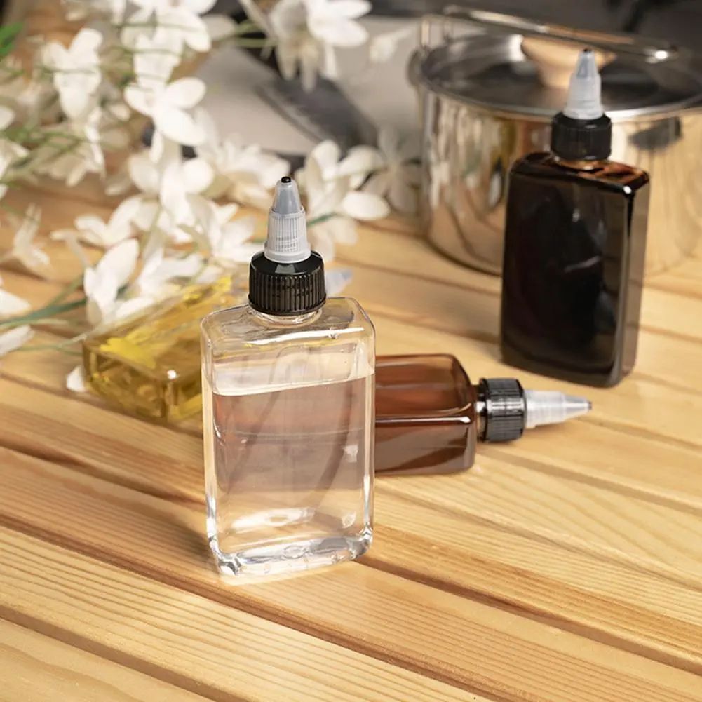 1-4pcs Outdoor Portable Oil Bottle Camping Seasoning Bottle With Twist Top Caps 100mL Sealed Picnic BBQ Oil Seasoning Container