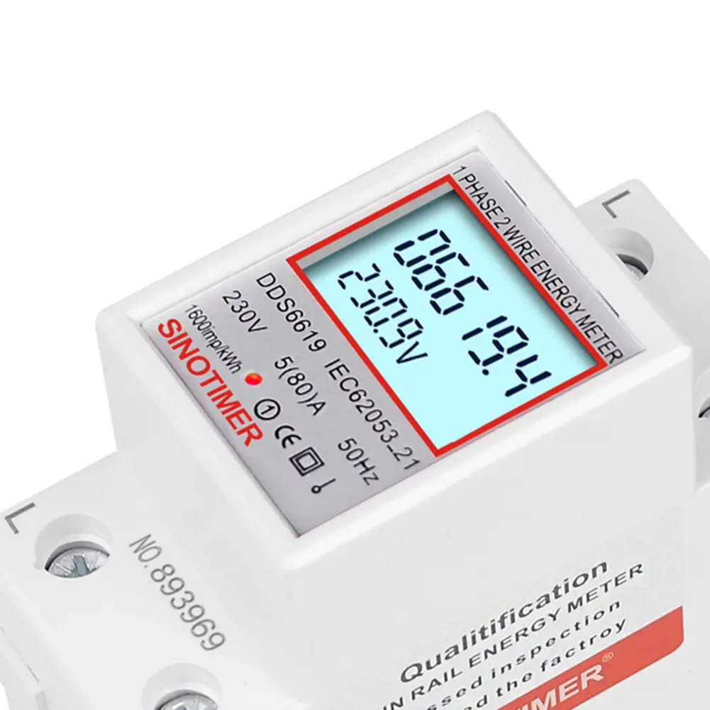 Digital Electricity Consumption Monitor Din Rail 220V 230V KWH Electric Meter Super Energy Saving 50 60Hz for Home Or Business