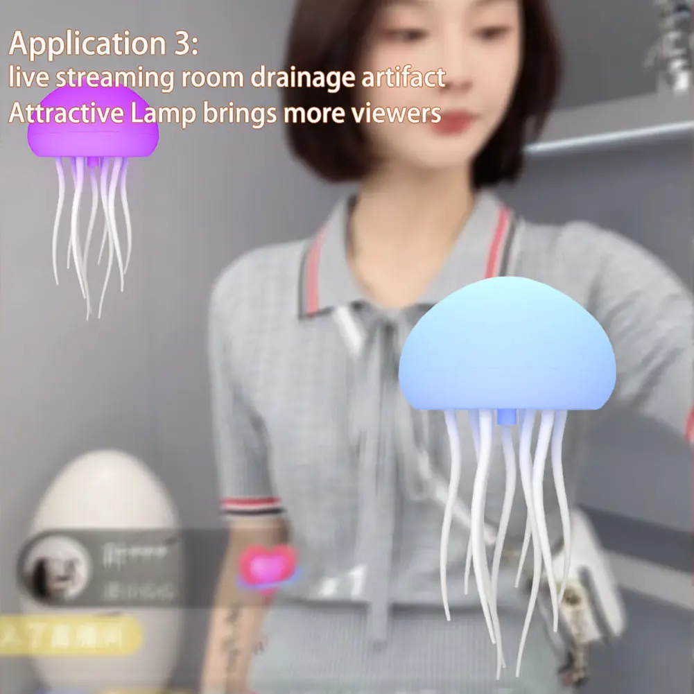 Jellyfish Night Light Voice Control Jellyfish Table Bedside Lamp with Dancing Leg RGB Colored Jellyfish Desk Lamp for Home Decor
