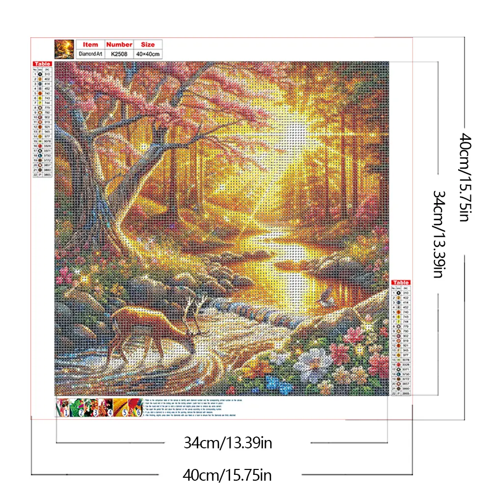 40x40cm Sunset Woods 5D DIY Full Drill Round Diamond Painting Kit Wall Decor
