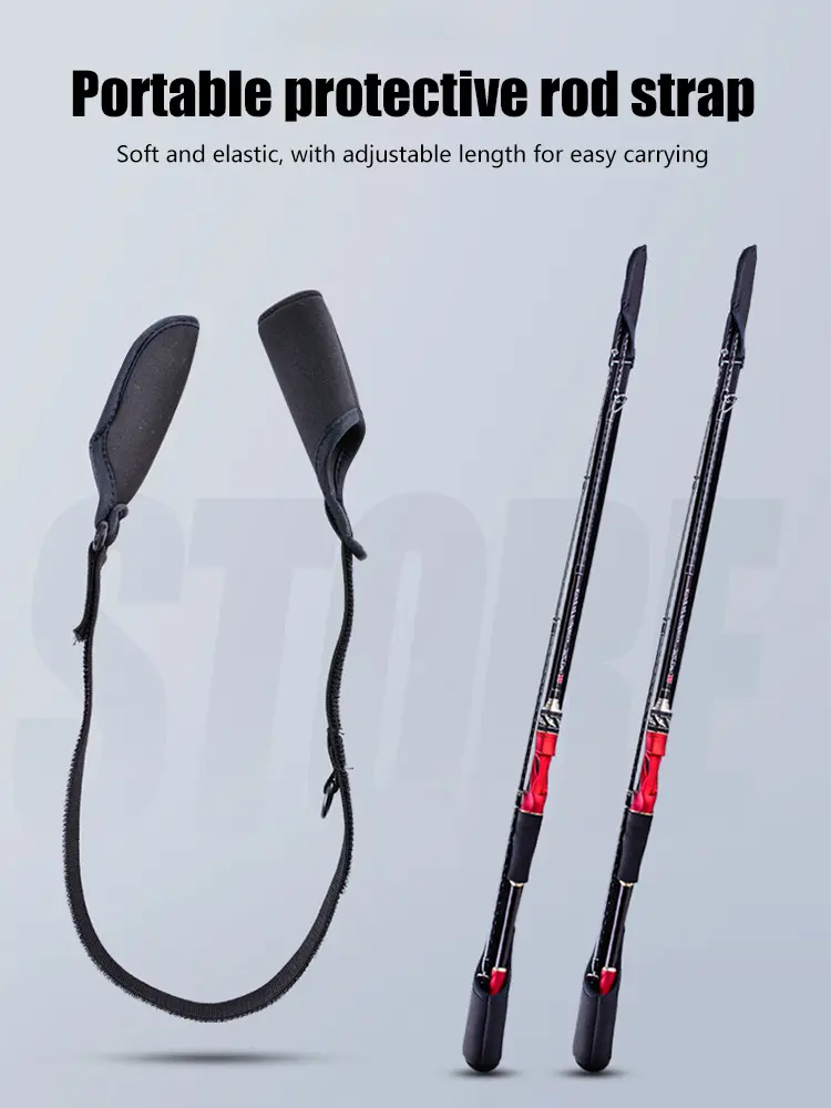Splash-resistant Fishing Rod Holder Strap Shockproof Fishing Rod Strapping Wrap Wear-resistant Adjustable Outdoor Fish Tool