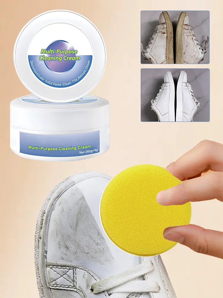 Shoe Cleaner White Shoes Stain Cleaning Cream with Wipe Sponge Shoes Whitening Paste White Shoes Stains Remover for Sports Shoes