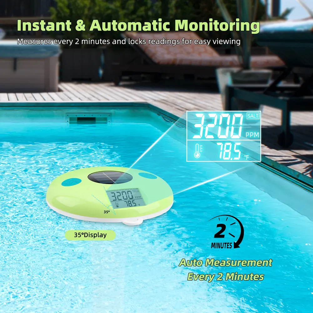 Solar Charging Floating Water Tester Digital Display Pool Salt Water Tester 2 In 1 Salt Detector for Aquariums Swimming Pool