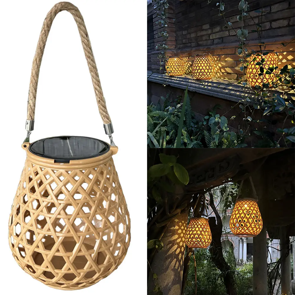 Outdoor Hanging Lantern Lights Solar Lantern with Handle Table Lamp IP44 Waterproof for Yard Tree Fence Patio for Christmas Gift