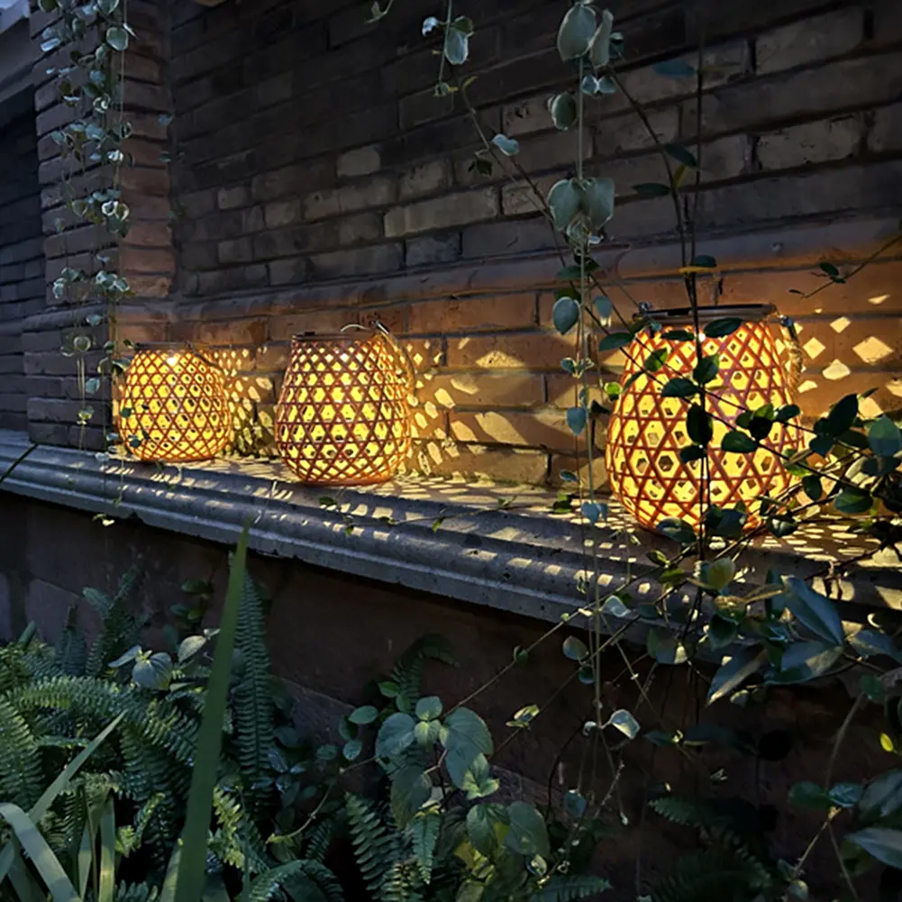 Outdoor Hanging Lantern Lights Solar Lantern with Handle Table Lamp IP44 Waterproof for Yard Tree Fence Patio for Christmas Gift