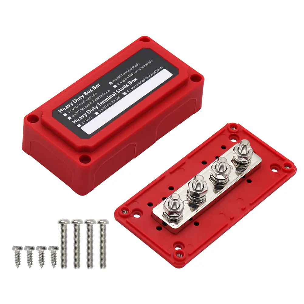 300A Busbar Cable Organizer Box 4 Way 48V Power Accessories for Car RV
