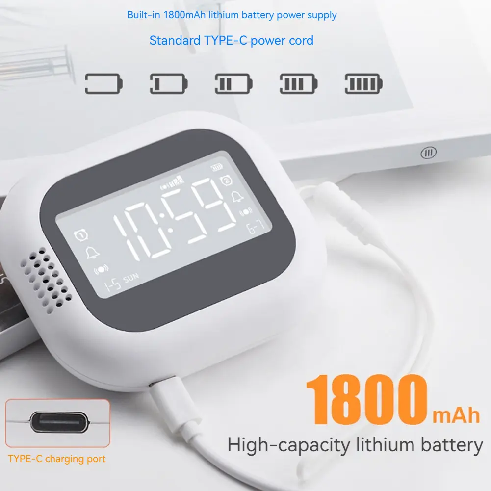 Vibration Alarm Clock Digital FM Radio Rechargeable Multifunctional Clock Student Strong Wake-up Artifact for Bedroom