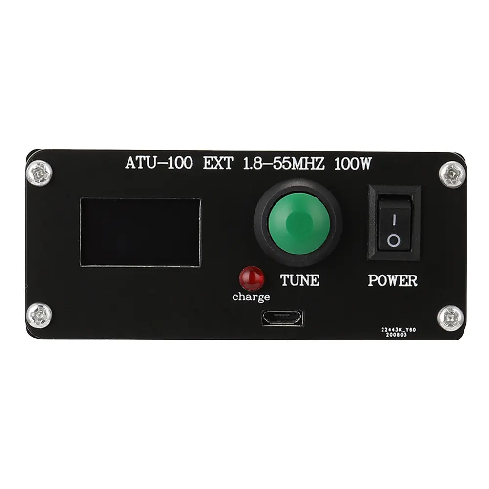 1.8-50MHz Automatic Antenna Tuner 0.91inch OLED Display by N7DDC 7x7 3.2 Firmware Programmed Metal Outcase Finished with Battery