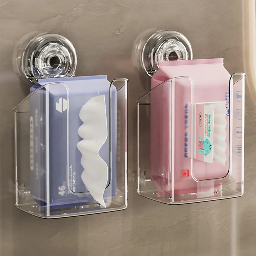 Wall Mounted Wet Wipes Dispenser with Suction Cup for Easy One Touch Dispensing in Kitchen or Bathroom