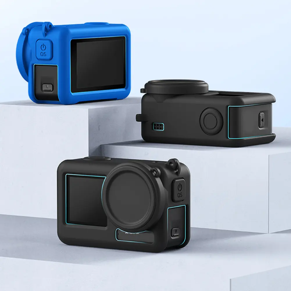 Silicone Camcorder Housing Case Quick Release Border Protector Cover with Neck Rope for DJI Action 3 4 Camera Accessories