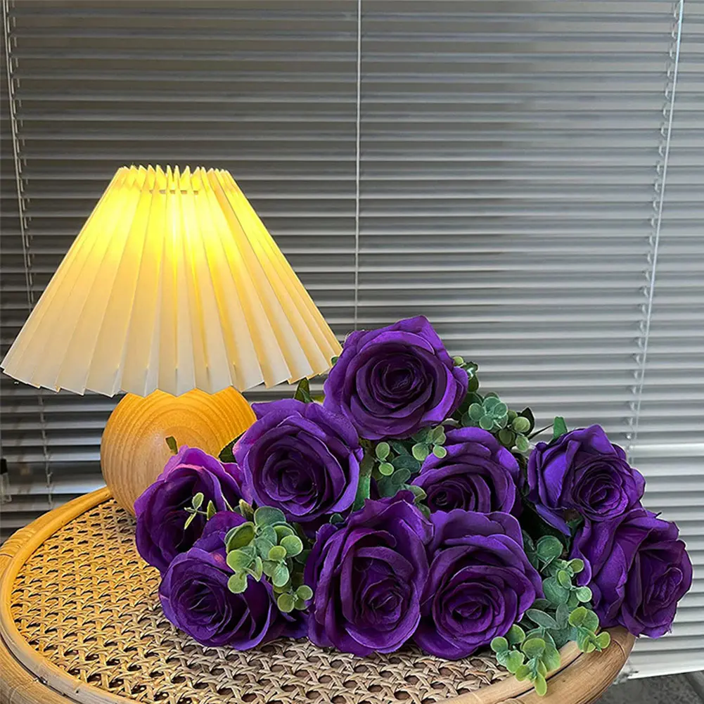 10PCS Artificial Silk Roses with Faux Stems Fake Roses Flower Floral Wedding Bouquet for Wedding Centerpiece Home Party Decor
