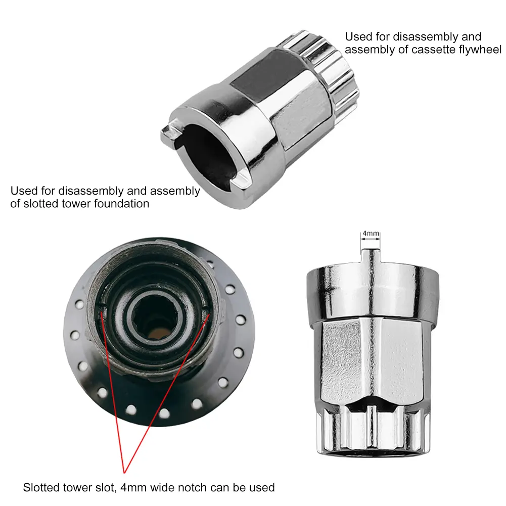 Stainless Steel Bicycle Freehub Body Remover Bike Hubs Install Disassemble Tool with Sleeve Flower Drum Removal Tools