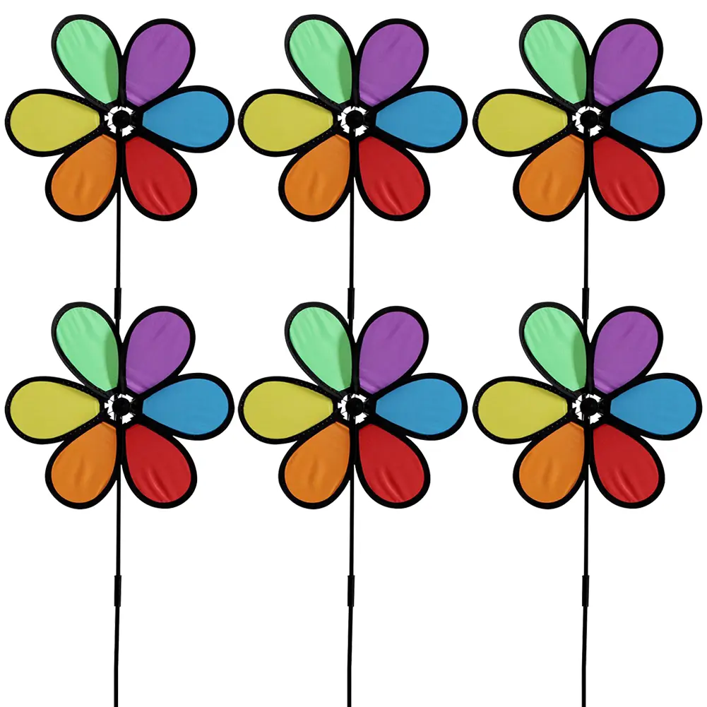 6pcs Flower Wind Spinner Lawn Pinwheel Garden Windmill for Garden Yard Party Outdoor Decor