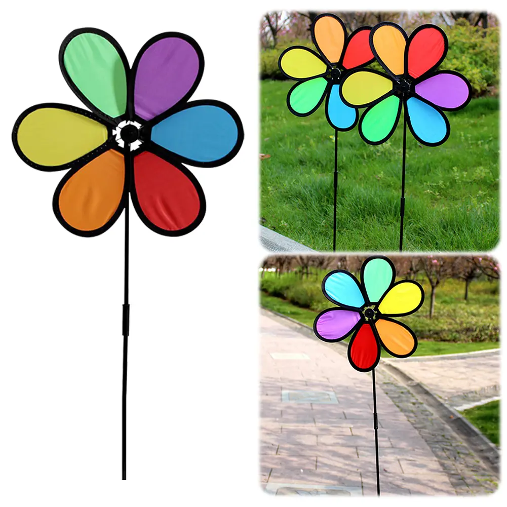 6pcs Flower Wind Spinner Lawn Pinwheel Garden Windmill for Garden Yard Party Outdoor Decor