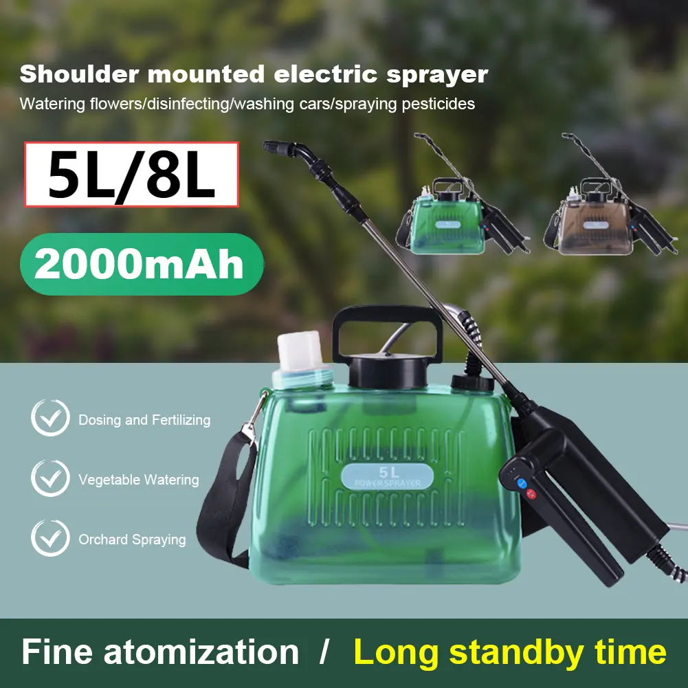 Electric Small Pesticide Spray 5/8L High-Pressure Auto Garden Mister for Agricultural Flower Spraying Plant Watering 4 Nozzles