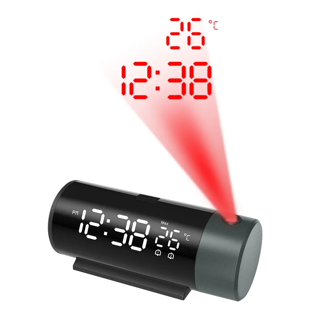 180° Rotatable Digital Alarm Clock 4-Level Brightness Dimmer Smart Alarm Clock Electronic Desktop Clock for Home & Office