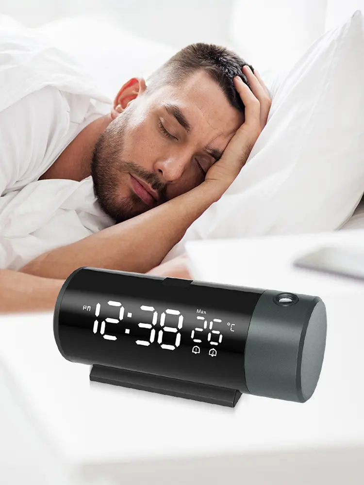 180° Rotatable Digital Alarm Clock 4-Level Brightness Dimmer Smart Alarm Clock Electronic Desktop Clock for Home & Office
