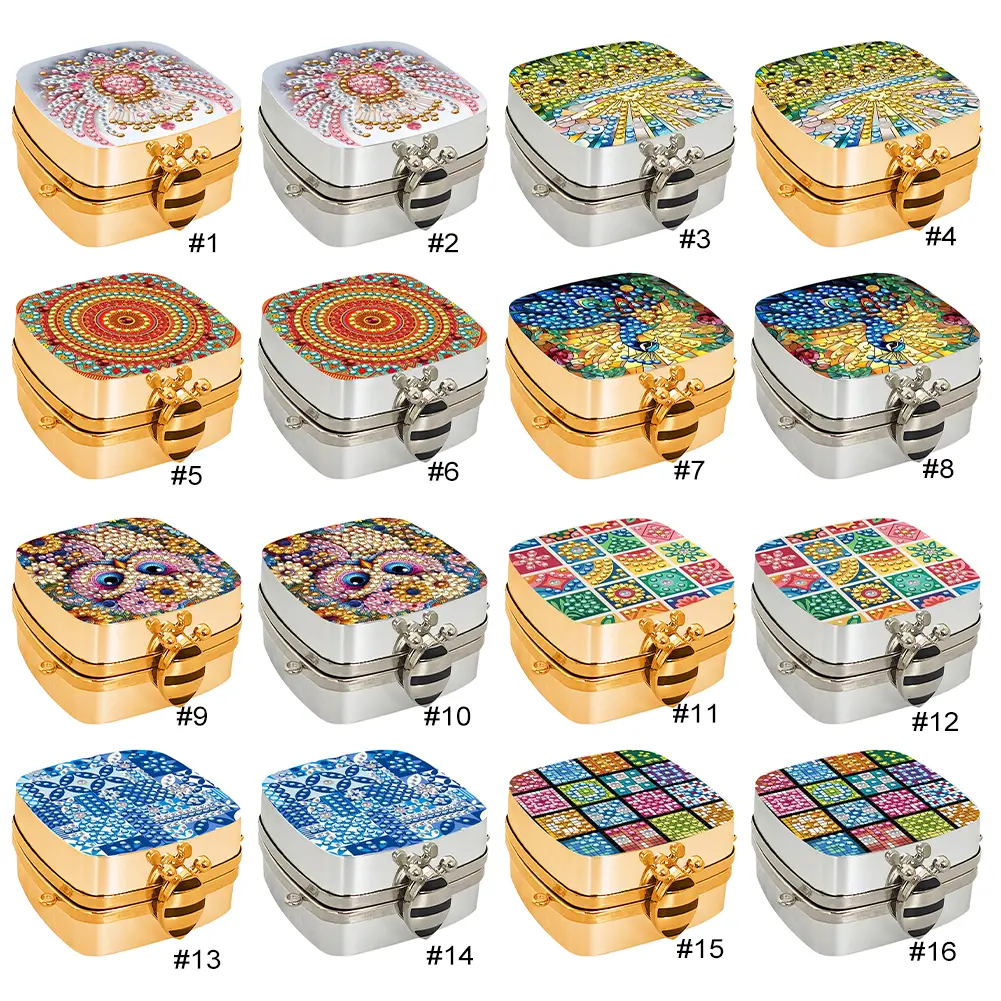 Peacock Diamond Painting Mirror Organizer Box Mini DIY Diamond Art Makeup Bag 5D Diy Coin Purse for Earrings Necklace Rings