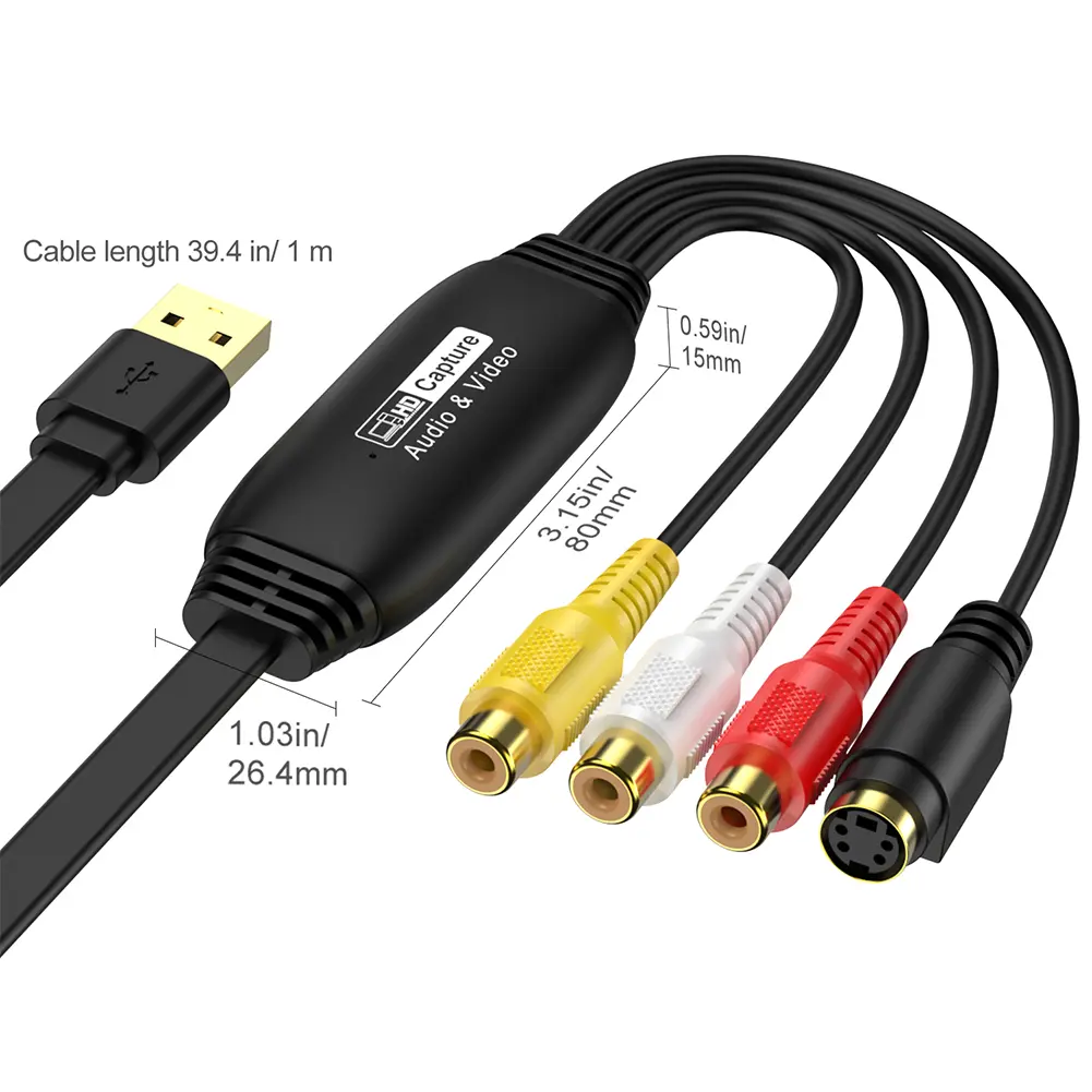 USB Video Capture Card VHS TV DVD VCR USB To AV Video Capture Adapter RCA To USB Video Converter for  PC