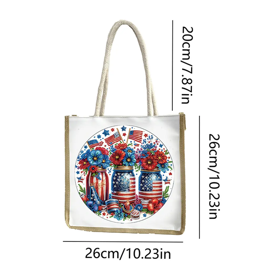 5D Diamond Painting Tote Bag Reusable Grocery Bag DIY Diamond Painting Shopping Bag for Travel Shopping Beach Wedding