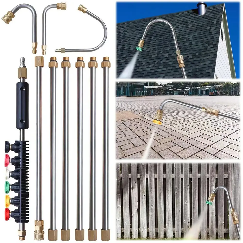 10Pcs Water Gun Nozzle Extension Rods Set Pressure Washer Lance Extension Car Cleaning Rod Jet with 6 Adjustable Nozzles 4000PSI