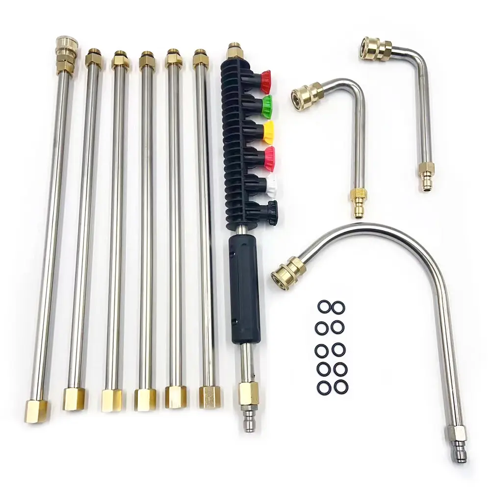 10Pcs Water Gun Nozzle Extension Rods Set Pressure Washer Lance Extension Car Cleaning Rod Jet with 6 Adjustable Nozzles 4000PSI