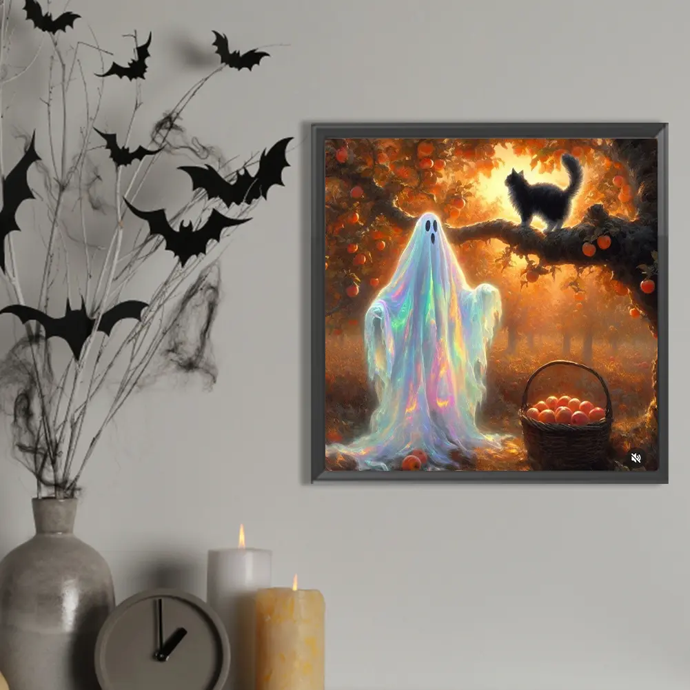 Halloween 5D DIY Full Drill Round Diamond Painting Kit for Home Wall Decor
