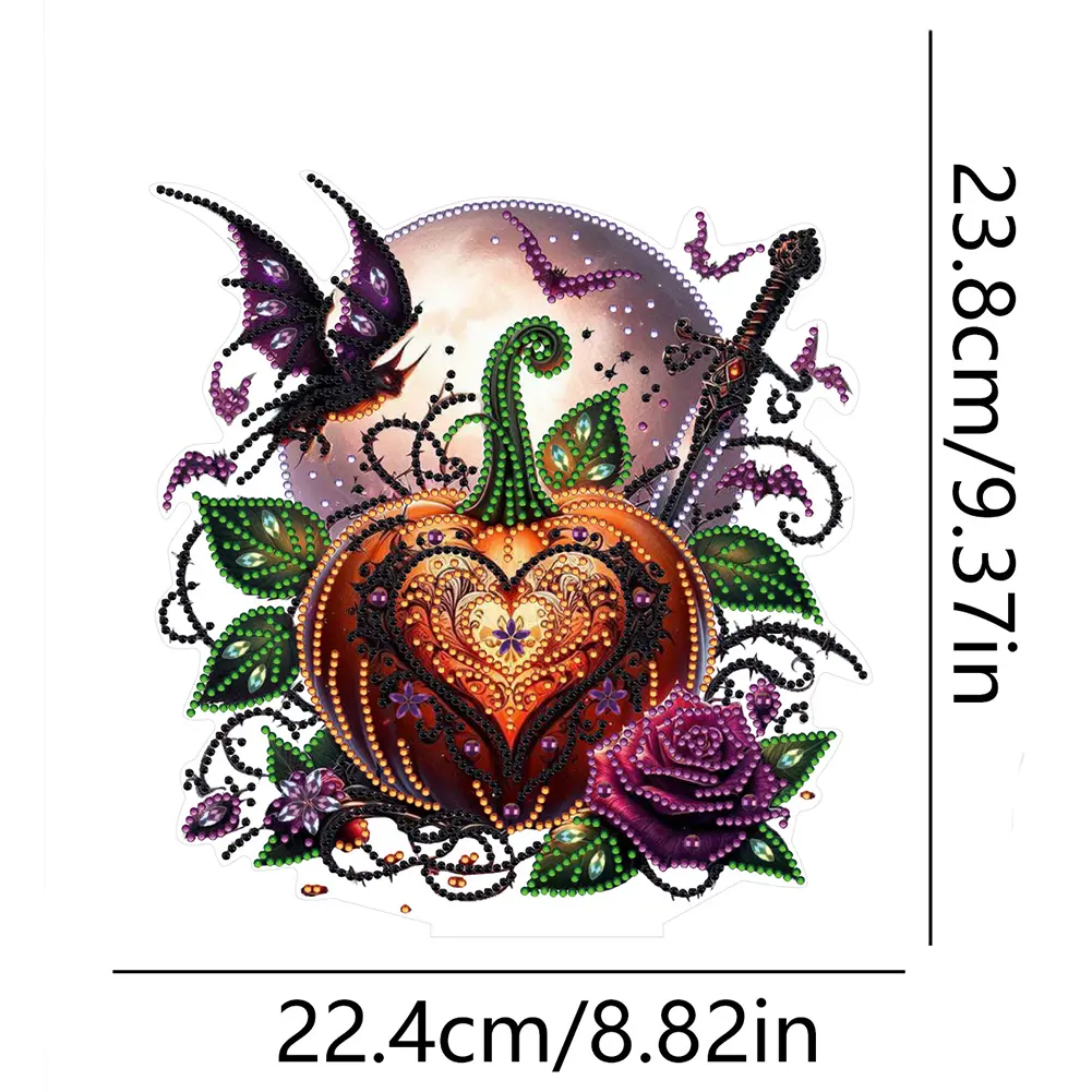 2D Flat Halloween Pumpkin Desktop Diamond Art Kits Double-sided Effect Diamond Painting Desktop Decorations for Adults Beginner