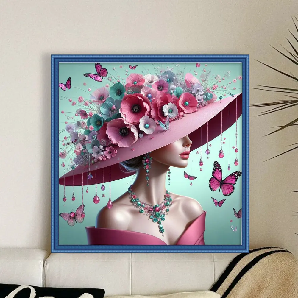 50X50cm Beautiful Girl Full Embroidery Decor Eco-cotton Thread 14CT Printed Cross Stitch Kit Art Embroidery Home Decoration