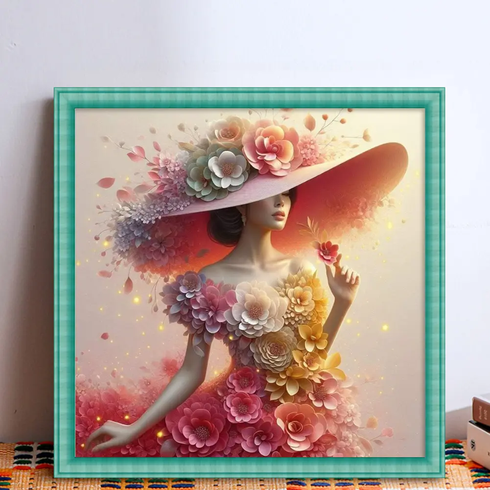 50X50cm Beautiful Girl Full Embroidery Decor Eco-cotton Thread 14CT Printed Cross Stitch Kit Art Embroidery Home Decoration