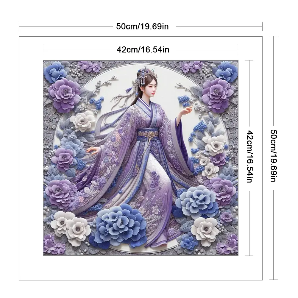 50X50cm Beautiful Girl Full Embroidery Decor Eco-cotton Thread 14CT Printed Cross Stitch Kit Art Embroidery Home Decoration