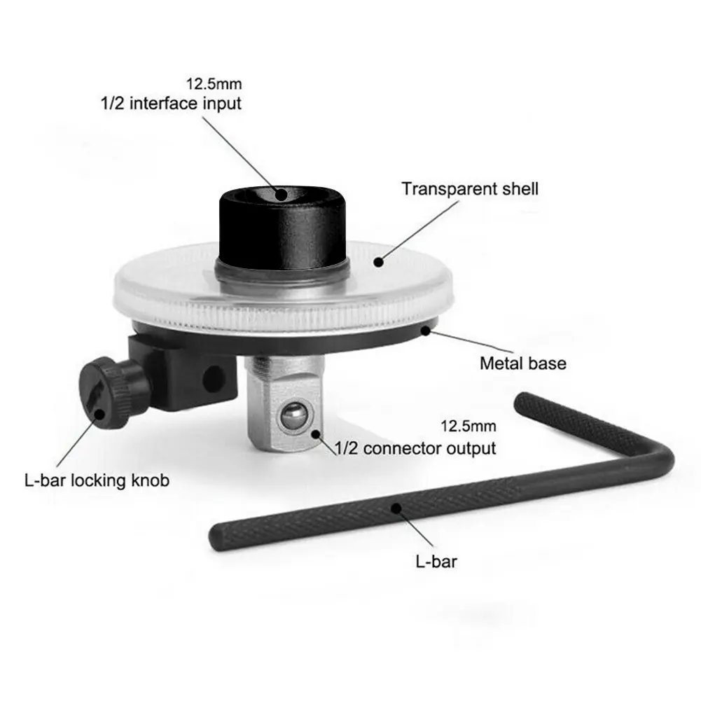 Adjustable 1/2 Inch Drive Torque Angle Gauge for Precise Automotive Measurements with 360 Degree Angle Rotation