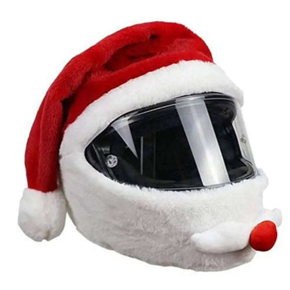 Christmas Helmet Cover Elastic Motorcycle Santa Claus Funny Cover Plush Santa Claus Christmas Hat Motorcycle Accessoories
